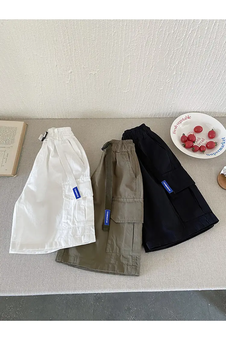 Kids Olive Green Cargo Shorts Middle Large — feature 10