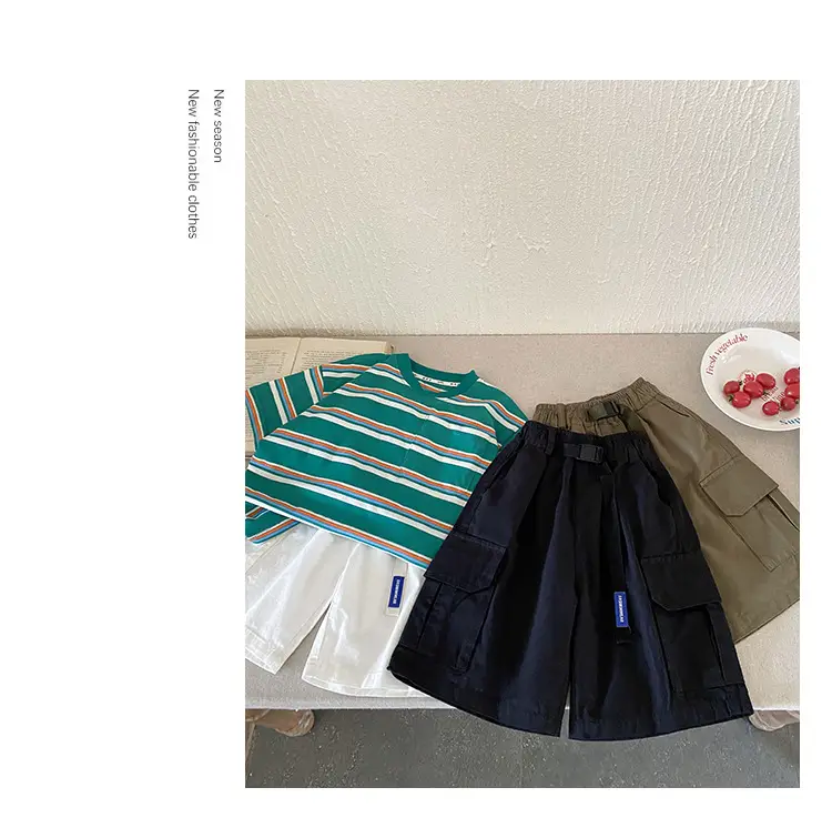 Kids Olive Green Cargo Shorts Middle Large — feature 16