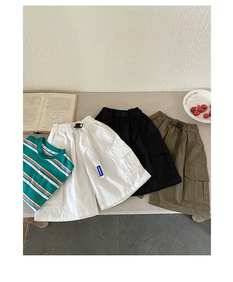 Kids Olive Green Cargo Shorts Middle Large — feature 18