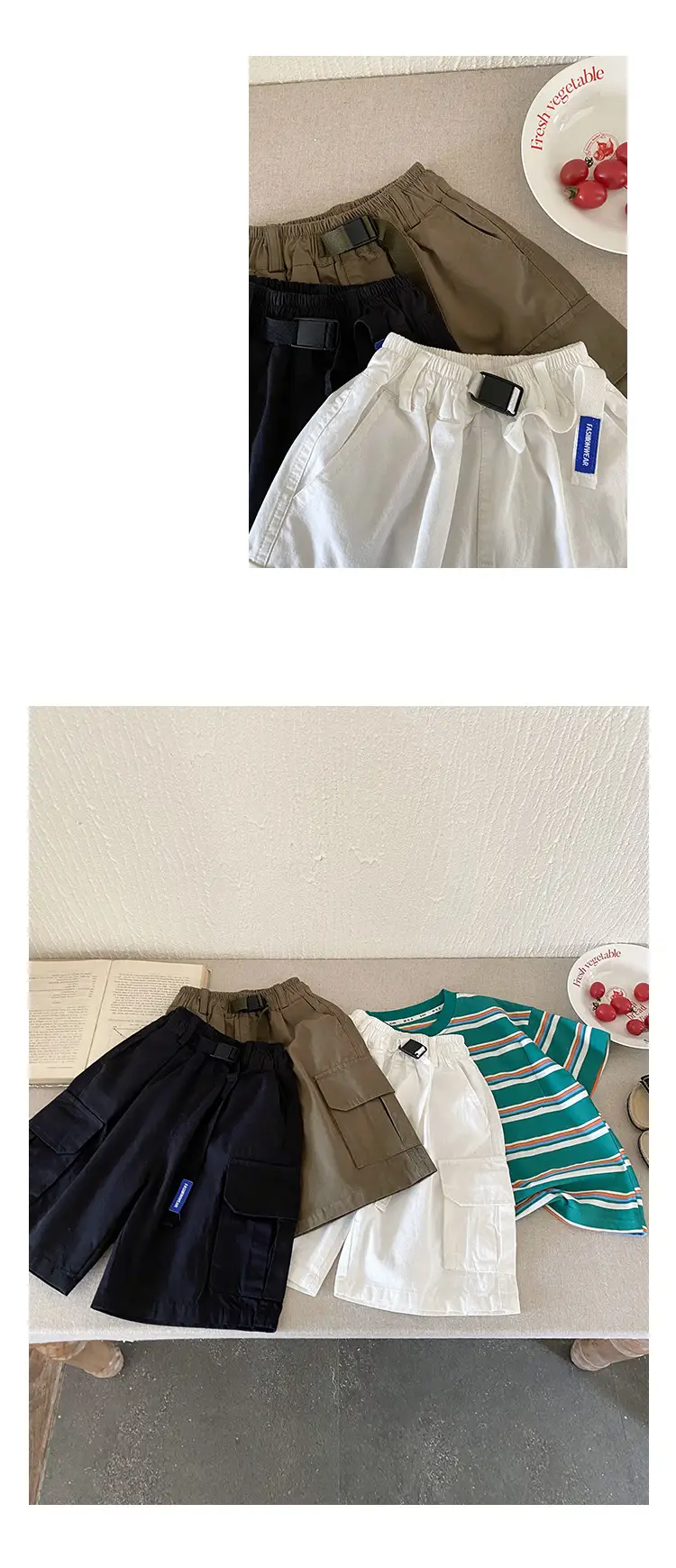 Kids Olive Green Cargo Shorts Middle Large — feature 8