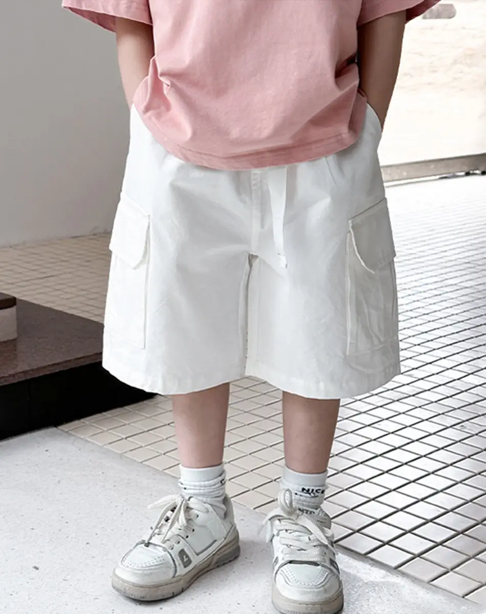 Kids Olive Green Cargo Shorts Middle Large - Image 3