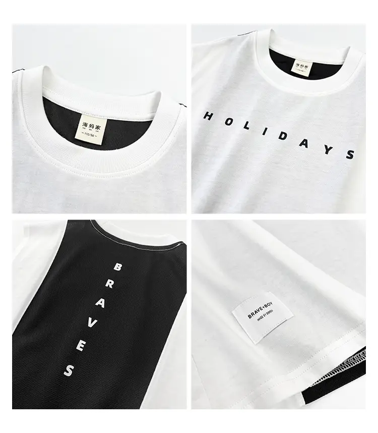 Haima's Boys Cotton Tank Top T-Shirt Black White New Summer — feature 4