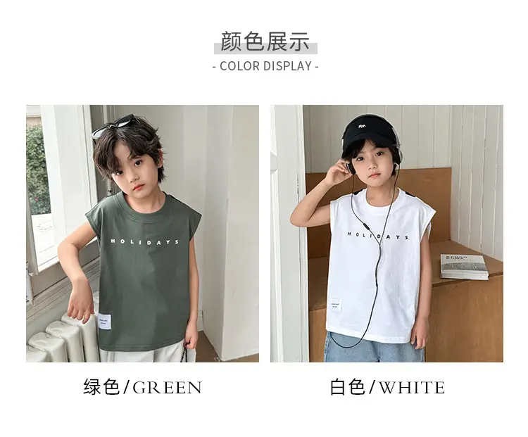 Haima's Boys Cotton Tank Top T-Shirt Black White New Summer — feature 5
