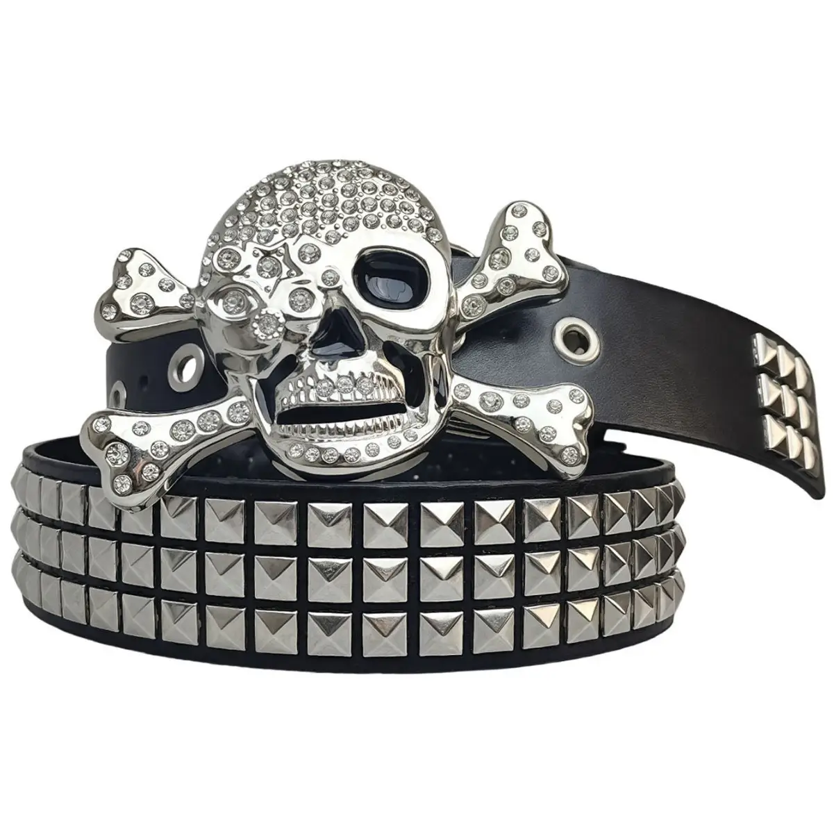 Skull Belt with Money & Rivets Wide Girdle Belt - Image 5