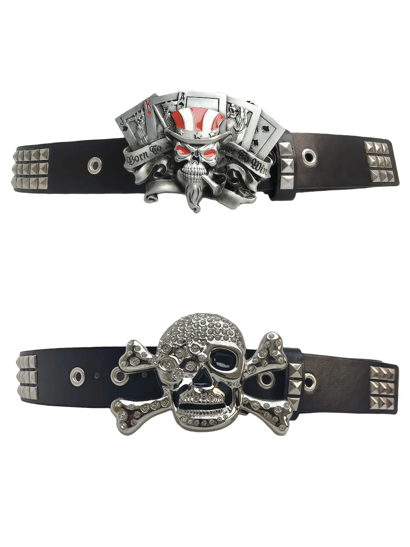 Skull Belt with Money & Rivets Wide Girdle Belt — feature 10