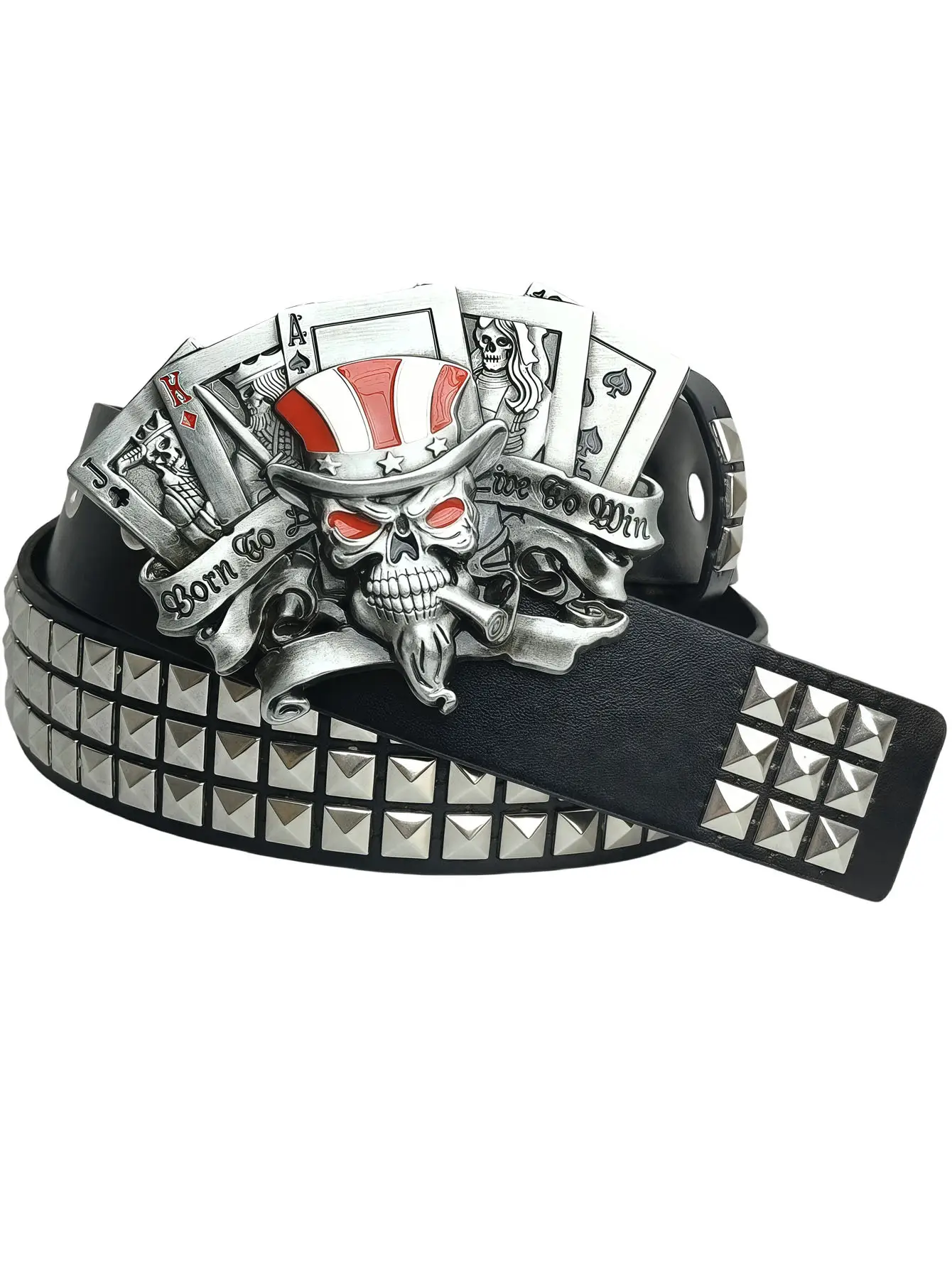 Skull Belt with Money & Rivets Wide Girdle Belt — feature 3