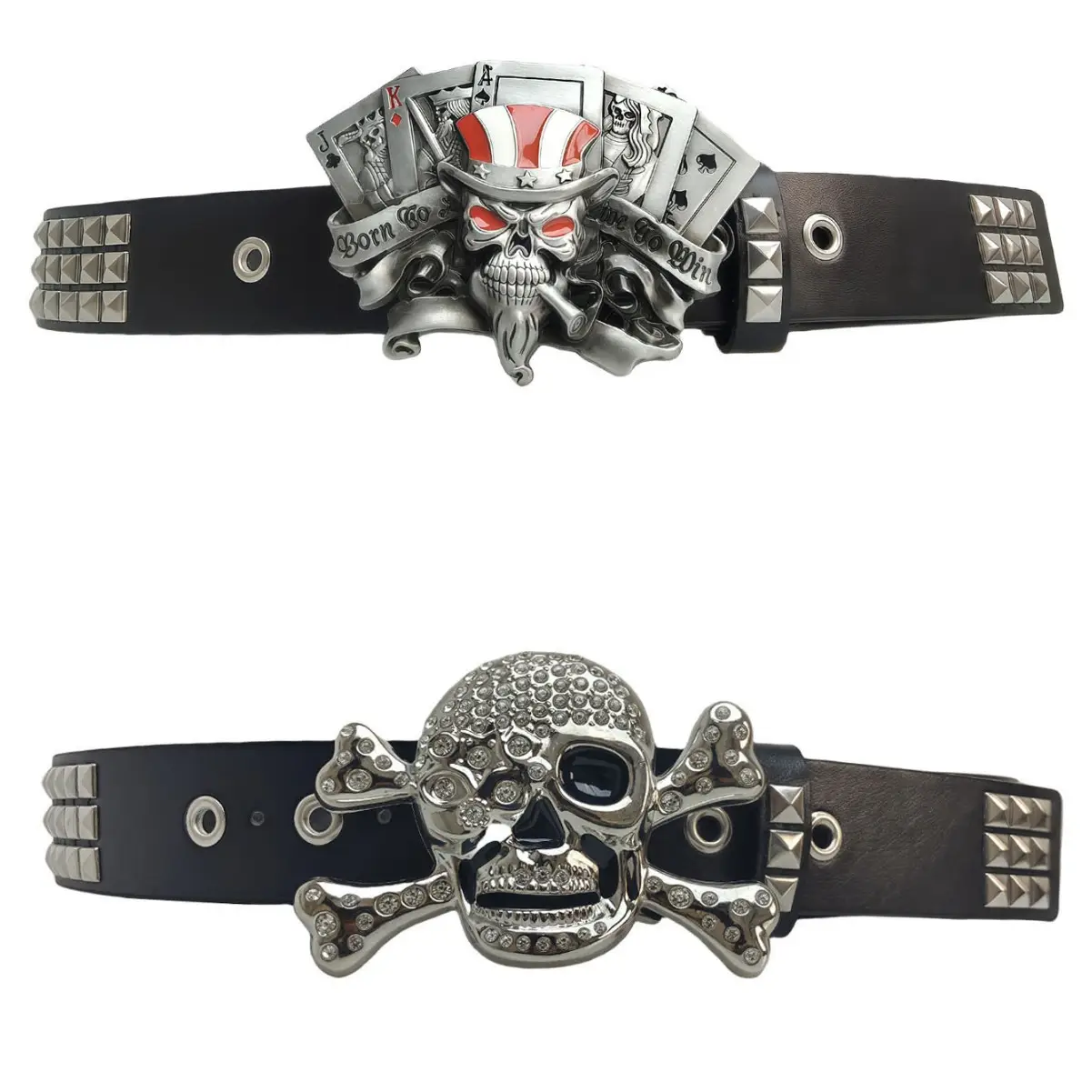 Skull Belt with Money & Rivets Wide Girdle Belt — feature 6