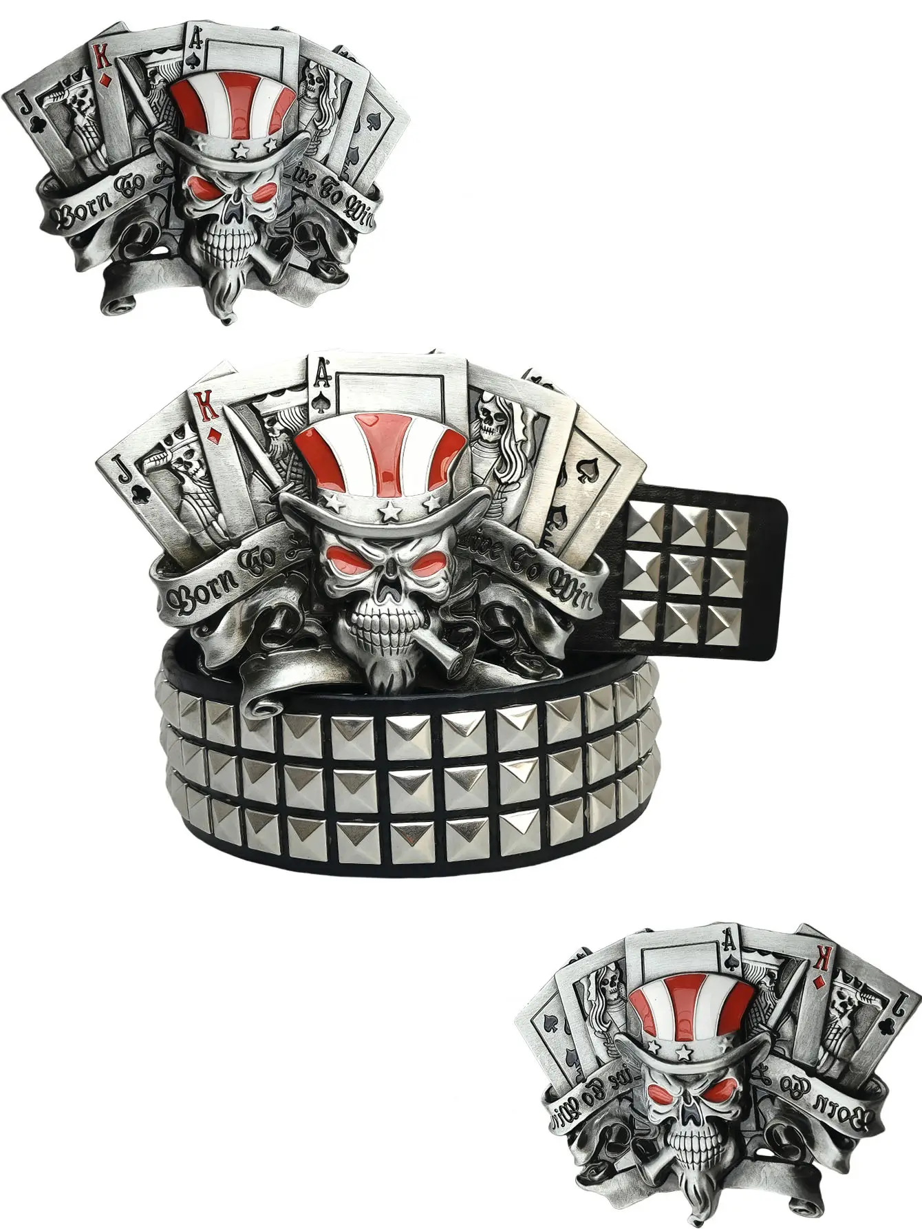 Skull Belt with Money & Rivets Wide Girdle Belt — feature 8