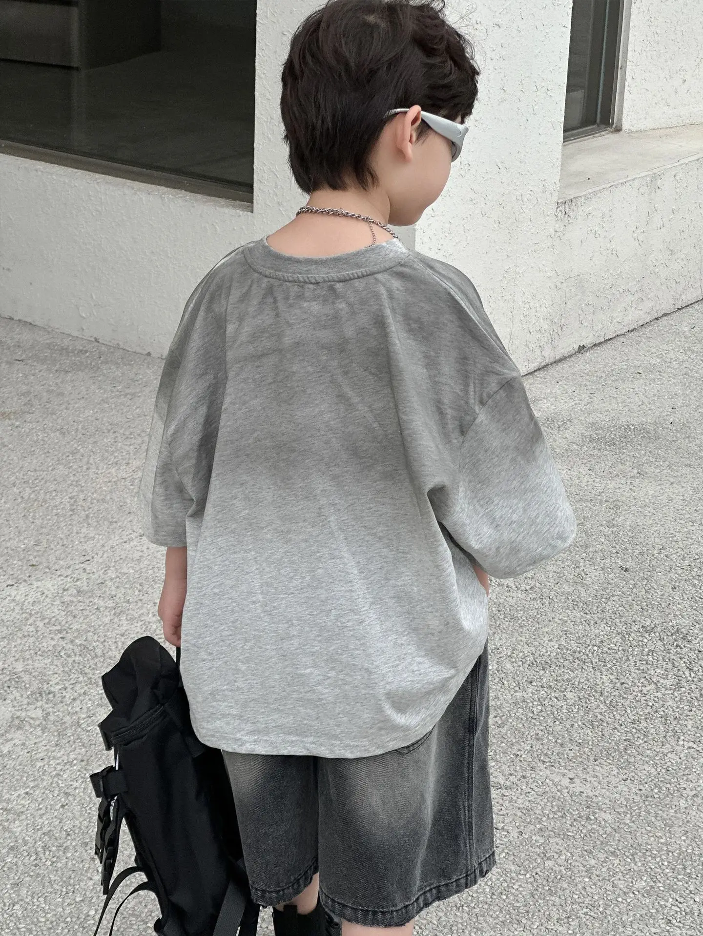 Boys Cotton T-Shirt Grey Loose Summer Wear - Image 6