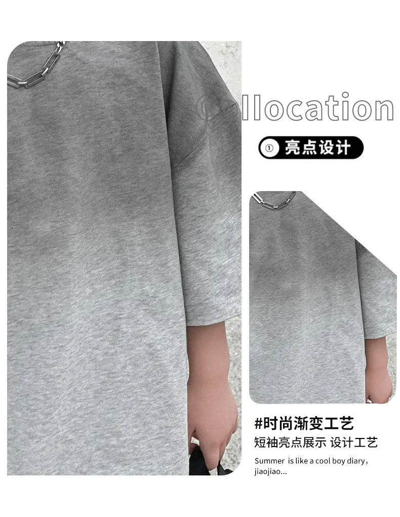 Boys Cotton T-Shirt Grey Loose Summer Wear — feature 10
