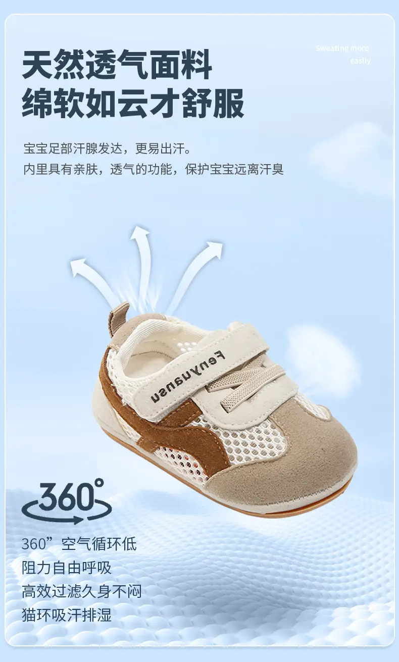 Summer New Mesh Shoes for Infants and Toddlers, 6-12 Months Old, One-Year-Old Male and Female Babies, Soft-Soled Non-Slip Baby Shoes — feature 14