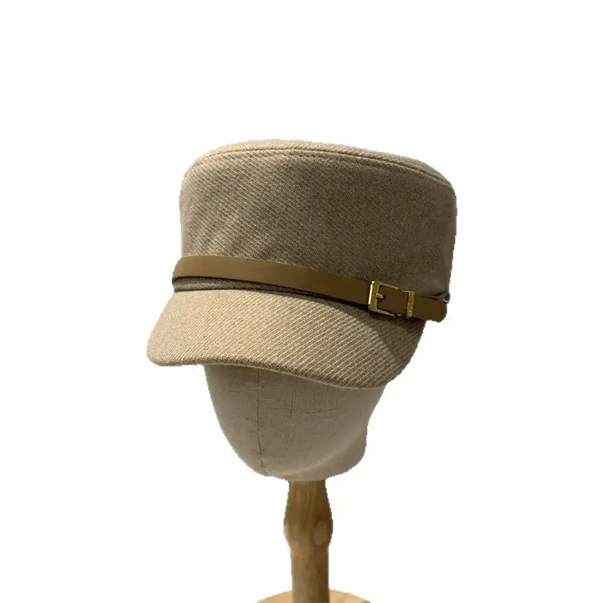Women Leather Buckle Flat Cap Hat Brown Winter Casual - Image 6