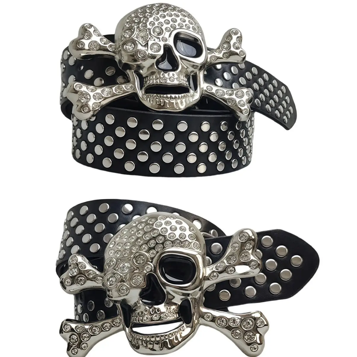 Punk Skull Rhinestone Belt with Rivets - Image 4
