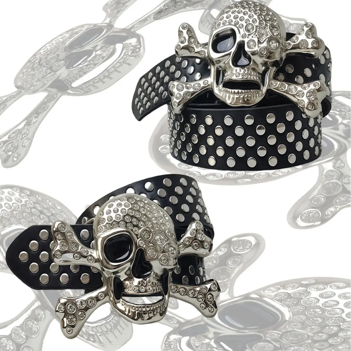 Punk Skull Rhinestone Belt with Rivets - Image 5