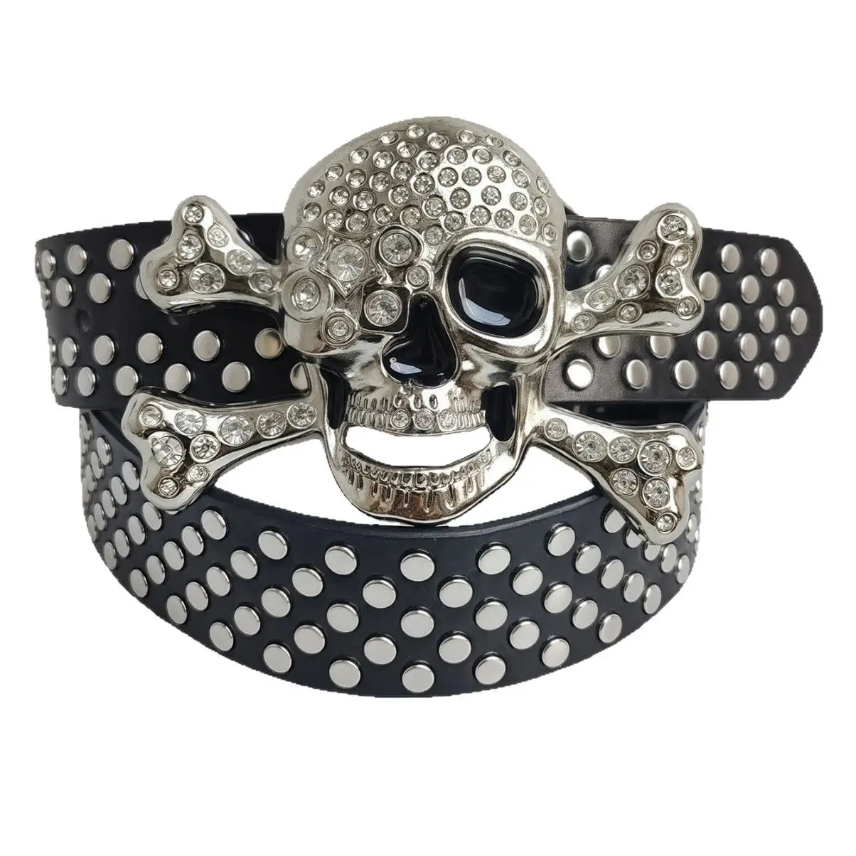 Punk Skull Rhinestone Belt with Rivets - Image 6