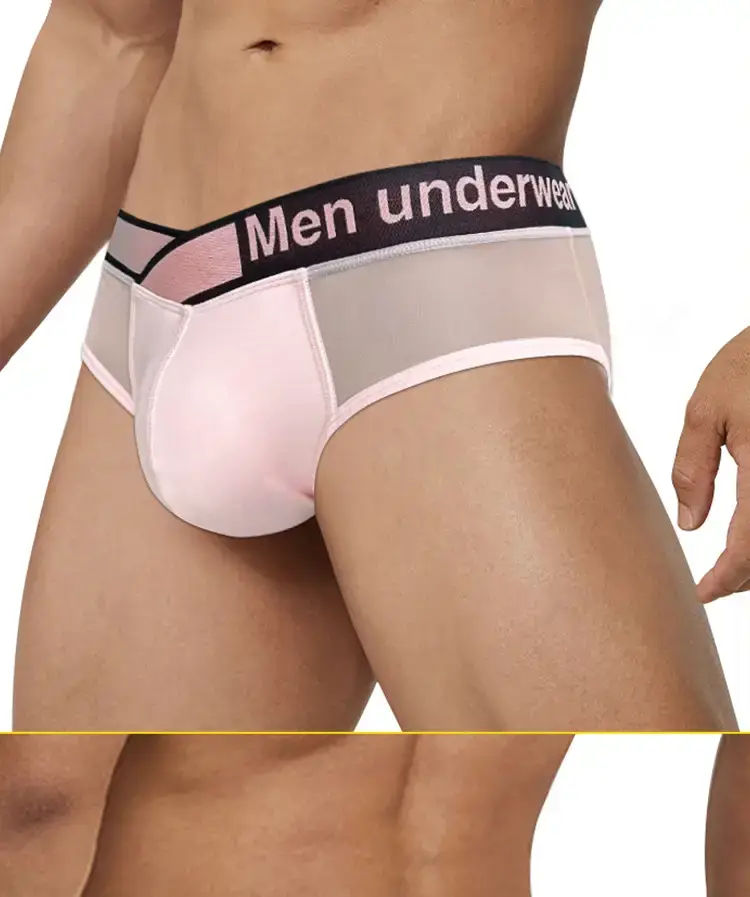 Men's Transparent Laser Belt Briefs White Low Waist — feature 16