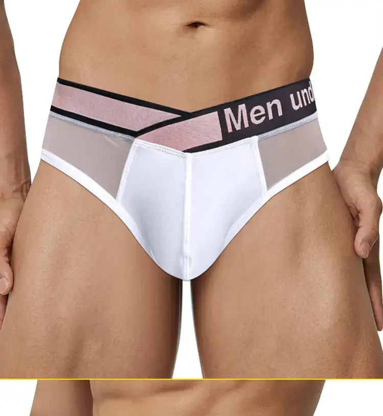 Men's Transparent Laser Belt Briefs White Low Waist — feature 18