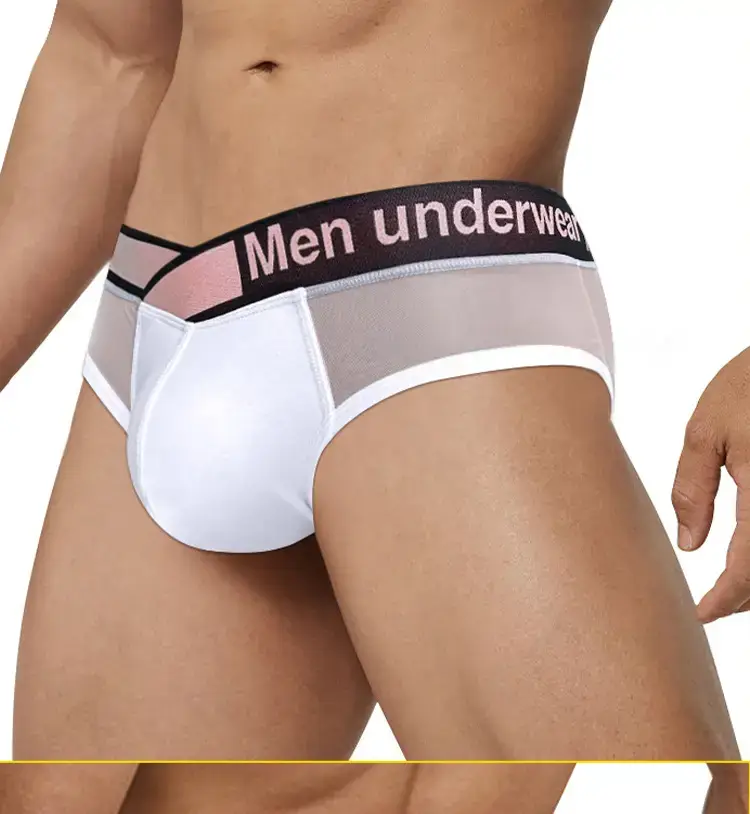 Men's Transparent Laser Belt Briefs White Low Waist — feature 19