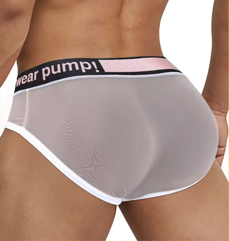 Men's Transparent Laser Belt Briefs White Low Waist — feature 20