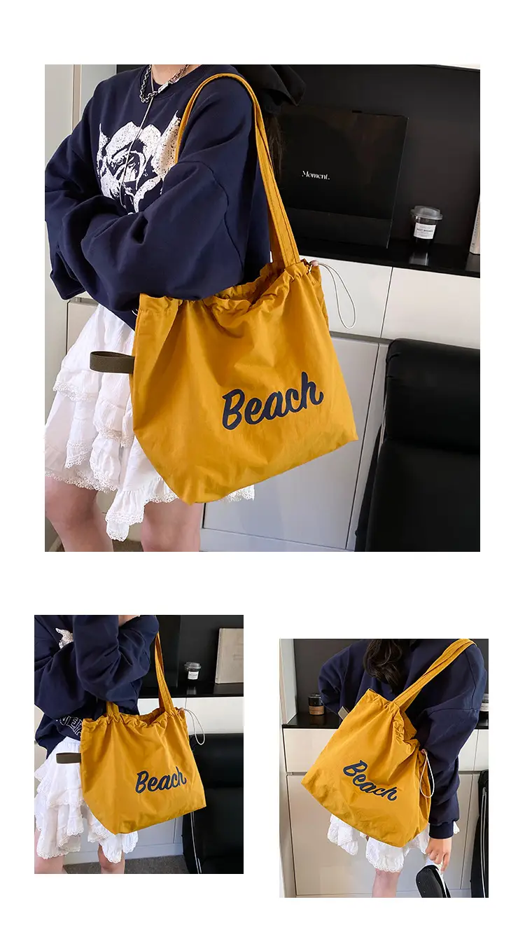 Blue Printed Korean Style Tote Bag Large Capacity Travel All-match — feature 14