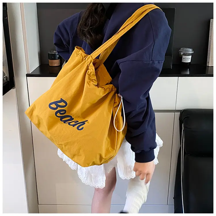 Blue Printed Korean Style Tote Bag Large Capacity Travel All-match — feature 32