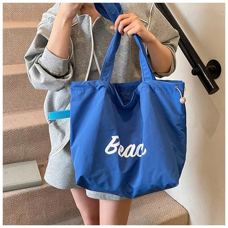 Blue Printed Korean Style Tote Bag Large Capacity Travel All-match — feature 35