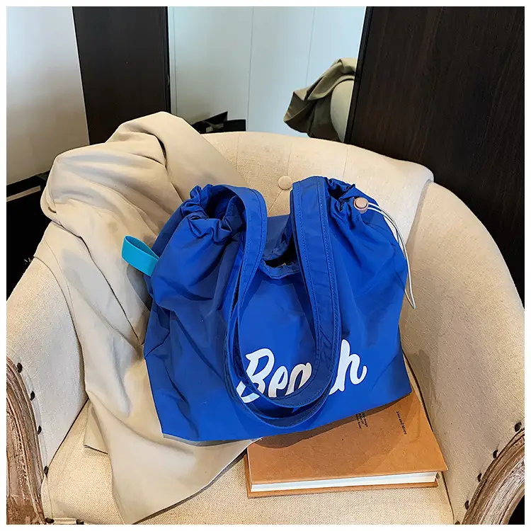 Blue Printed Korean Style Tote Bag Large Capacity Travel All-match — feature 42