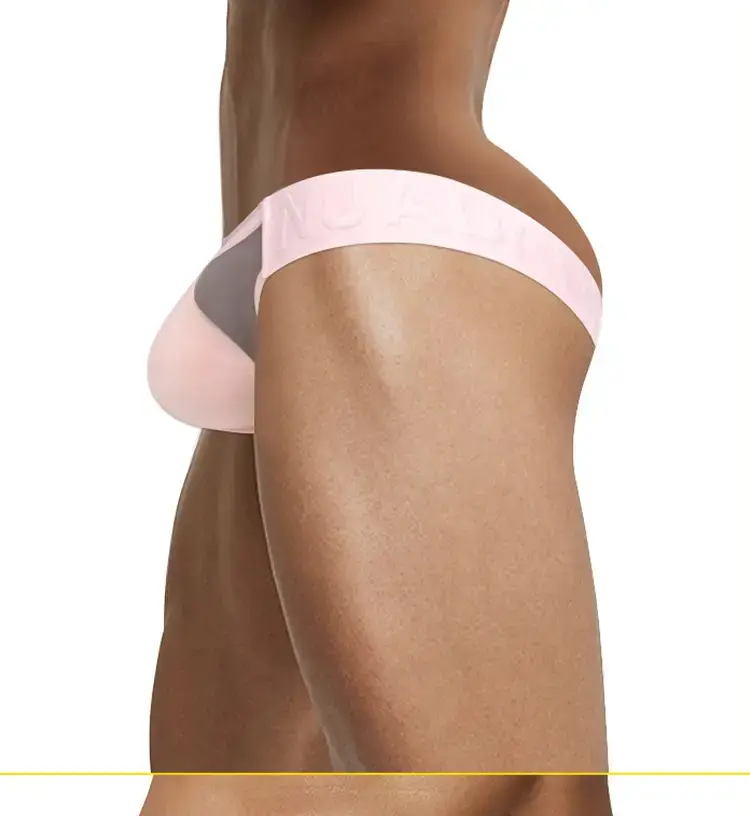 Pink Embossed Low Waist Men's Briefs — feature 13