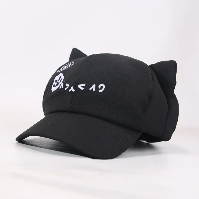Black Cartoon Cat Ears Cap for Women - Image 2
