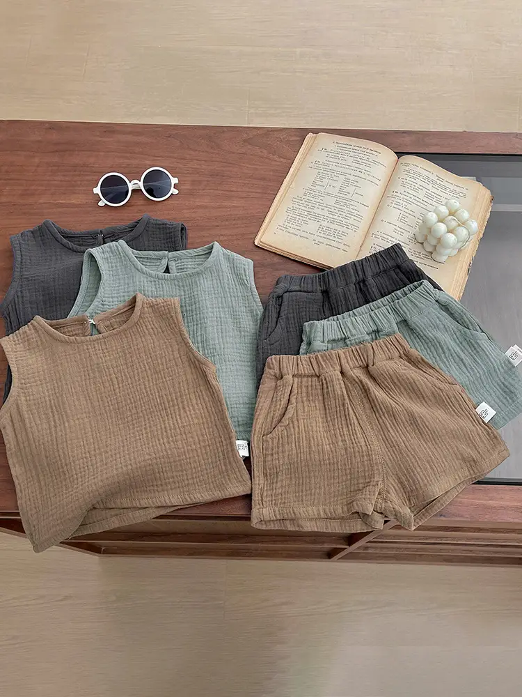Boys Cotton Vest Shorts Split 2025 Set - Image 5