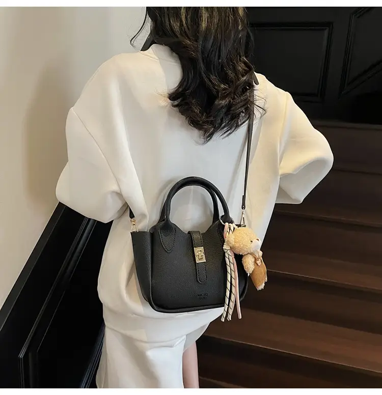 Pink Crossbody Bag with Cute Toy Charm — feature 14
