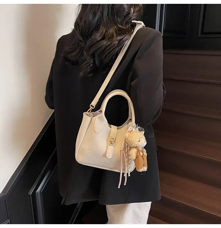 Pink Crossbody Bag with Cute Toy Charm — feature 19