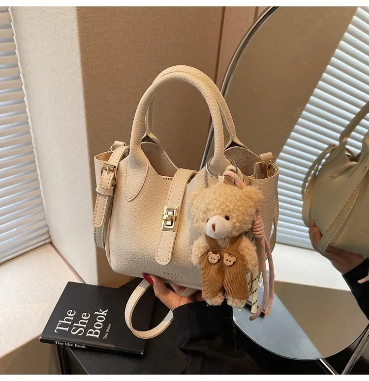 Pink Crossbody Bag with Cute Toy Charm — feature 23