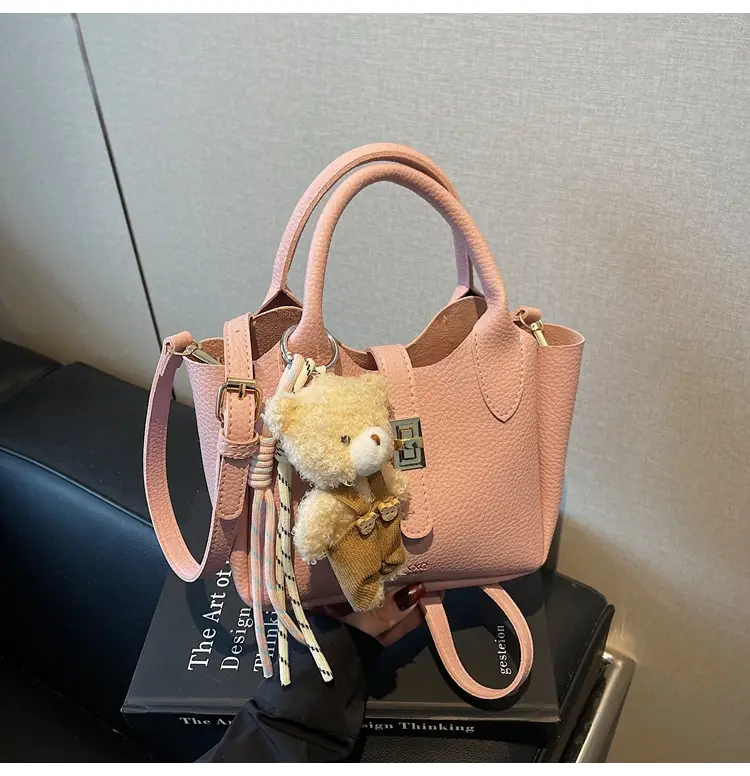 Pink Crossbody Bag with Cute Toy Charm — feature 27