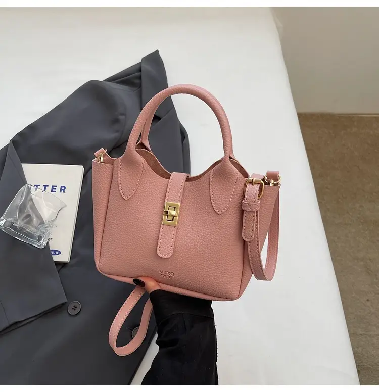 Pink Crossbody Bag with Cute Toy Charm - Image 10