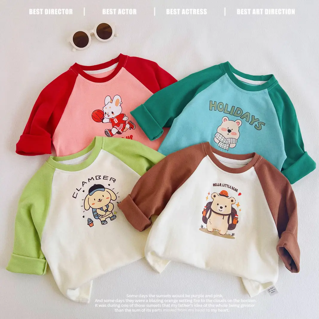 Children's Long Sleeve T-Shirt White Black Cotton Baby Boys Top β feature 11