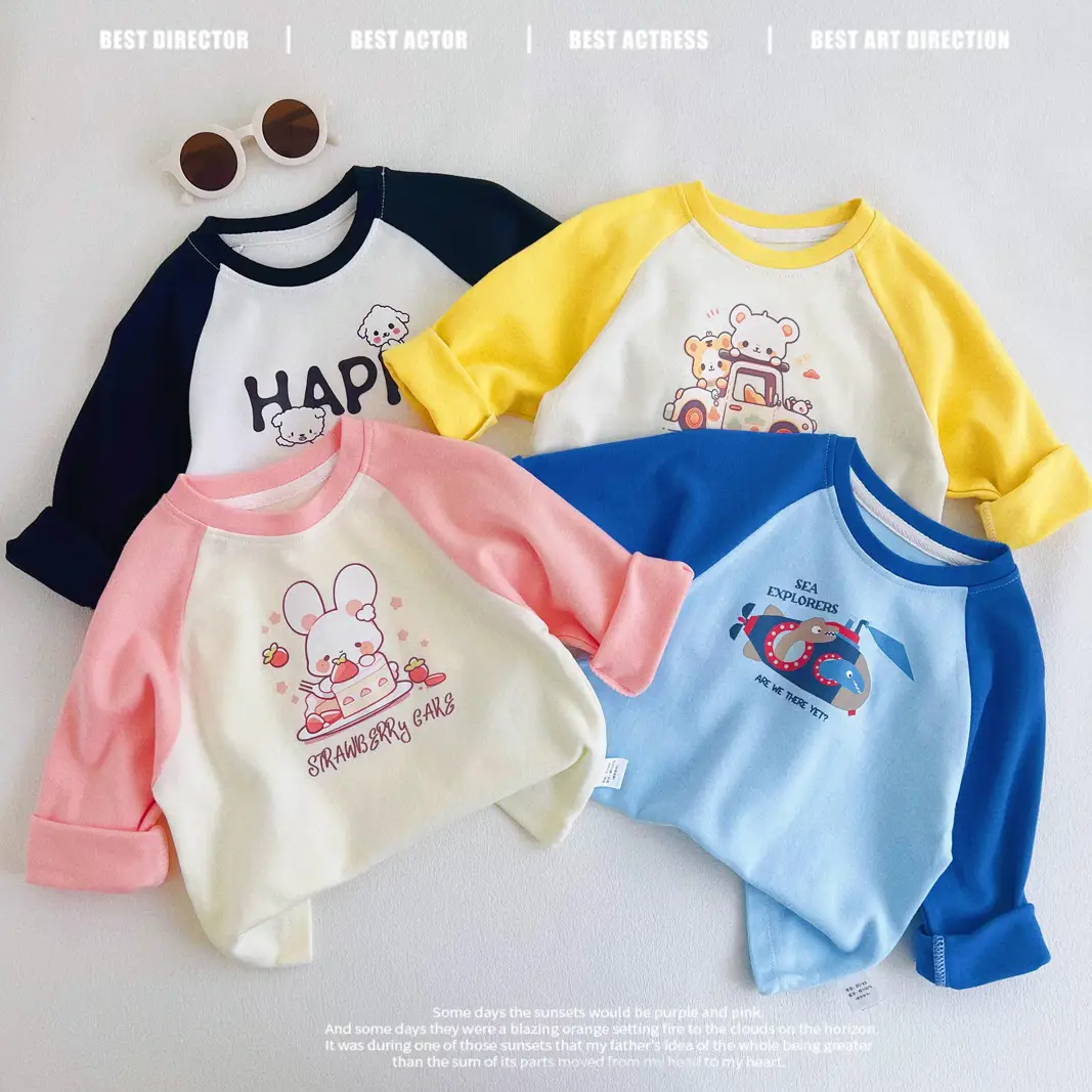 Children's Long Sleeve T-Shirt White Black Cotton Baby Boys Top β feature 12