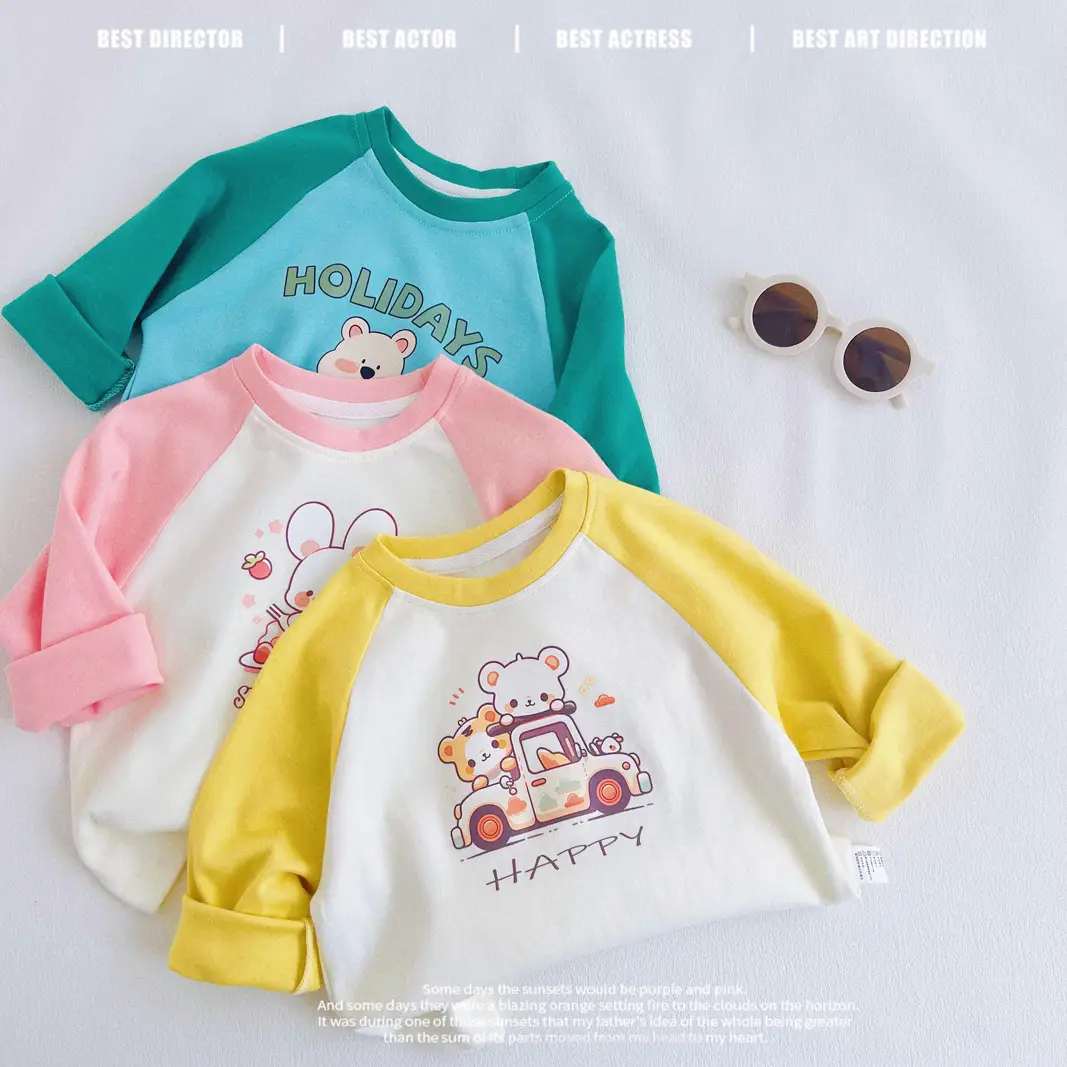 Children's Long Sleeve T-Shirt White Black Cotton Baby Boys Top β feature 13