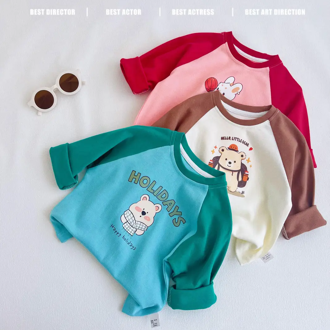 Children's Long Sleeve T-Shirt White Black Cotton Baby Boys Top β feature 14