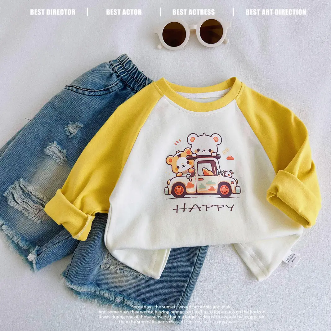 Children's Long Sleeve T-Shirt White Black Cotton Baby Boys Top β feature 21