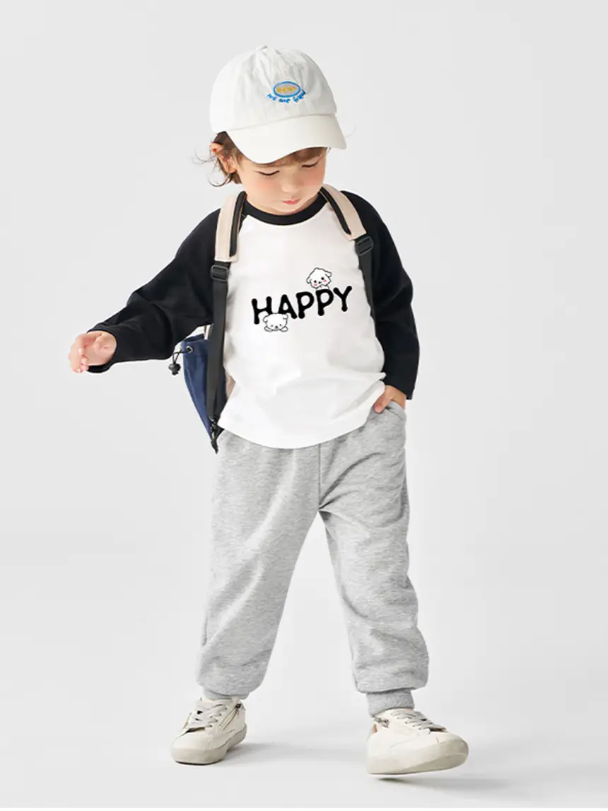 Children's Long Sleeve T-Shirt White Black Cotton Baby Boys Top β feature 3