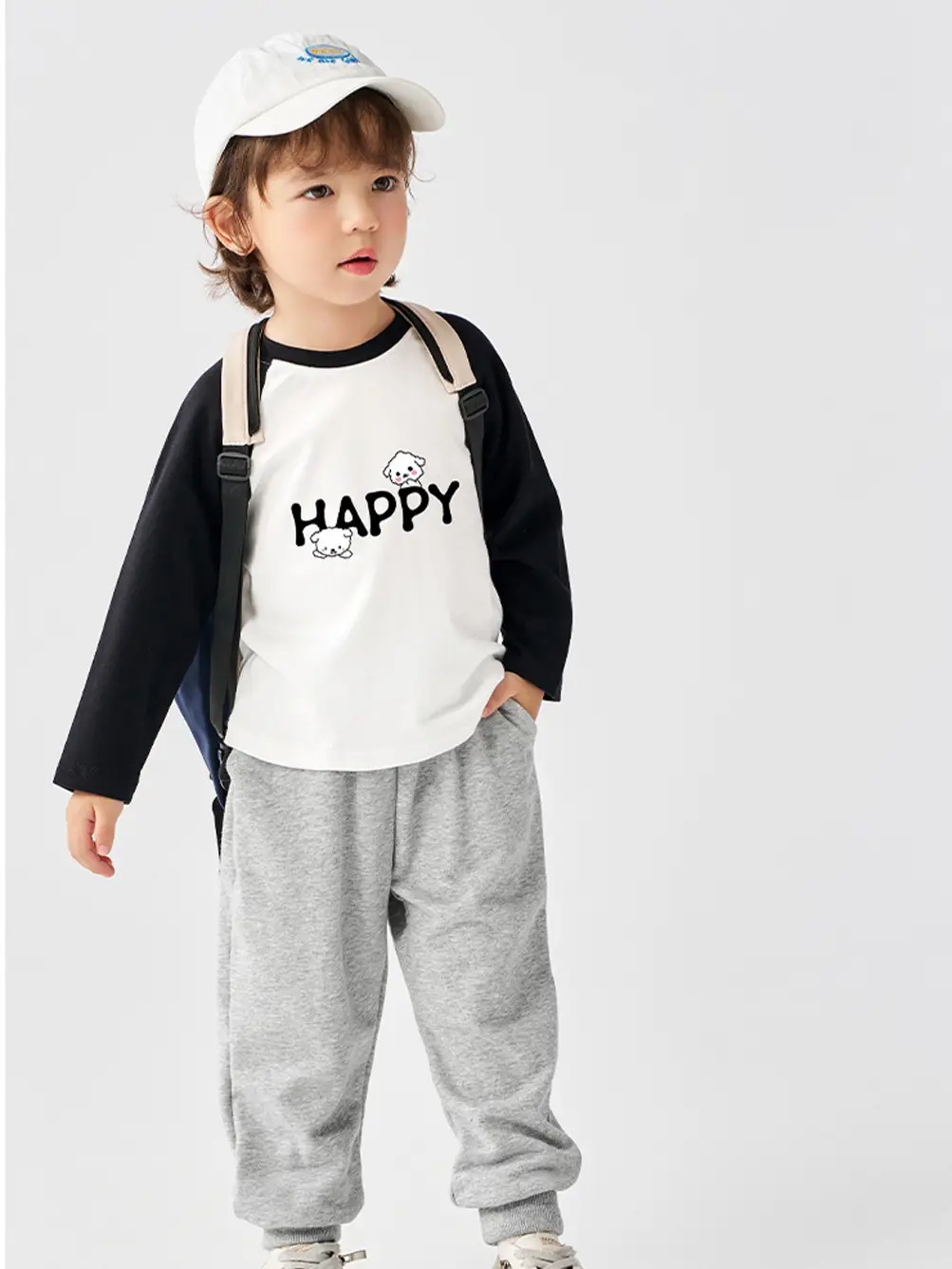 Children's Long Sleeve T-Shirt White Black Cotton Baby Boys Top β feature 4