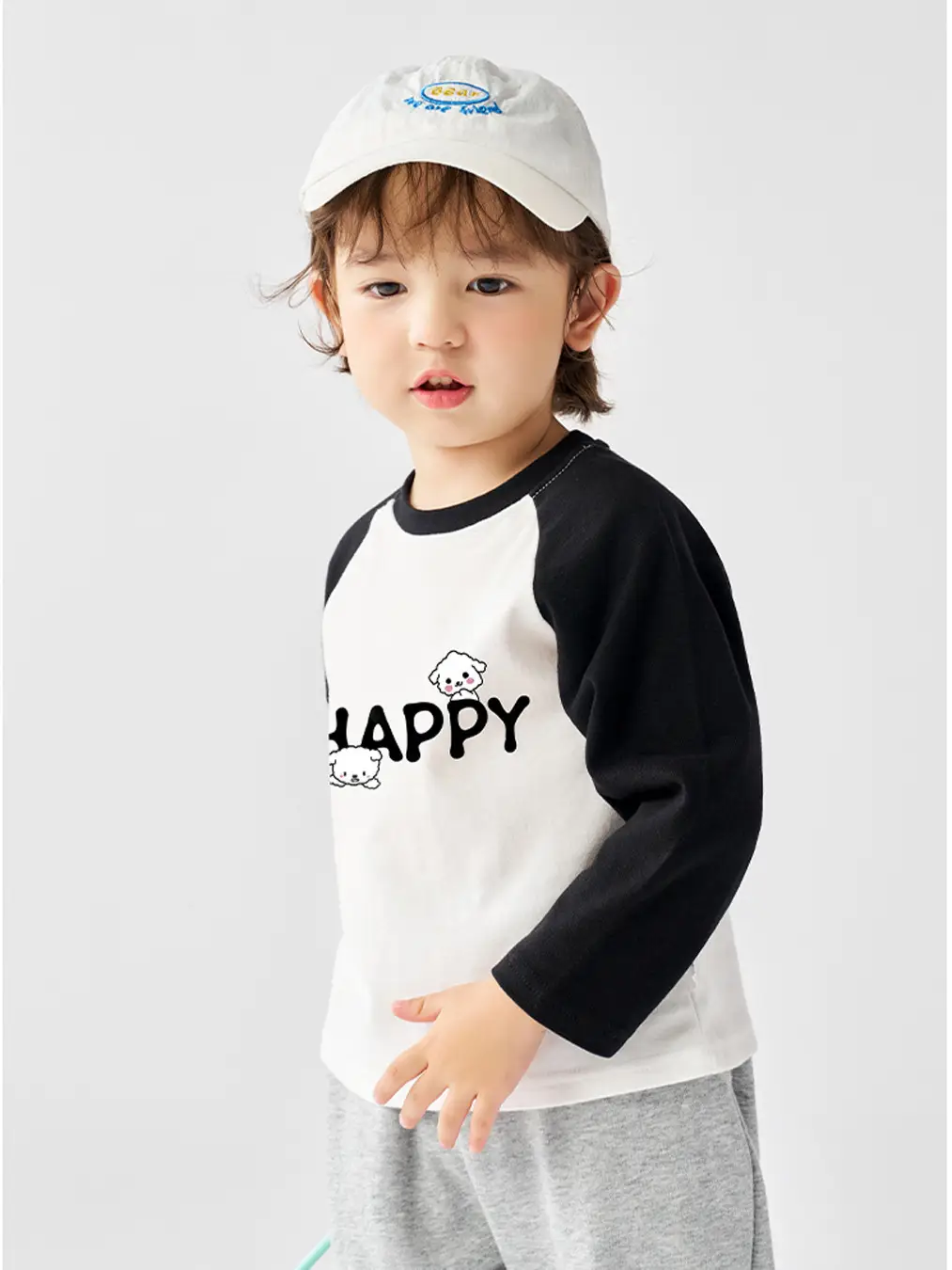 Children's Long Sleeve T-Shirt White Black Cotton Baby Boys Top β feature 5
