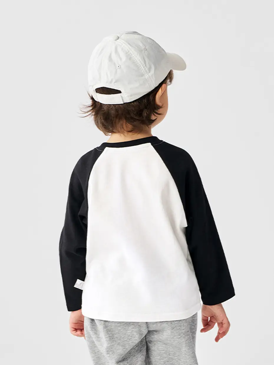 Children's Long Sleeve T-Shirt White Black Cotton Baby Boys Top β feature 6