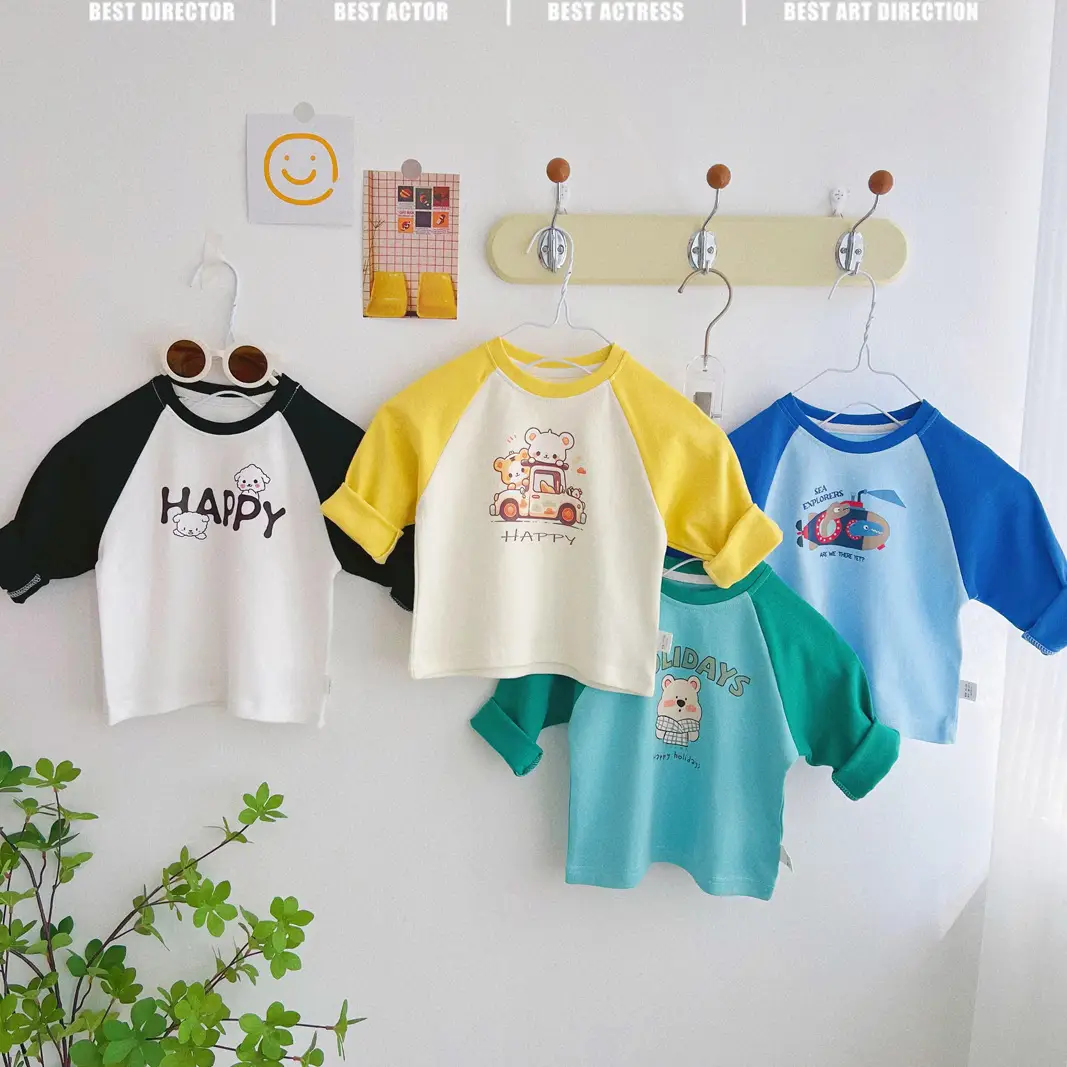 Children's Long Sleeve T-Shirt White Black Cotton Baby Boys Top β feature 7