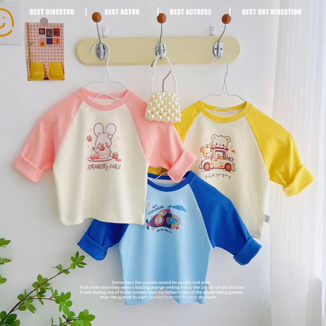 Children's Long Sleeve T-Shirt White Black Cotton Baby Boys Top β feature 9
