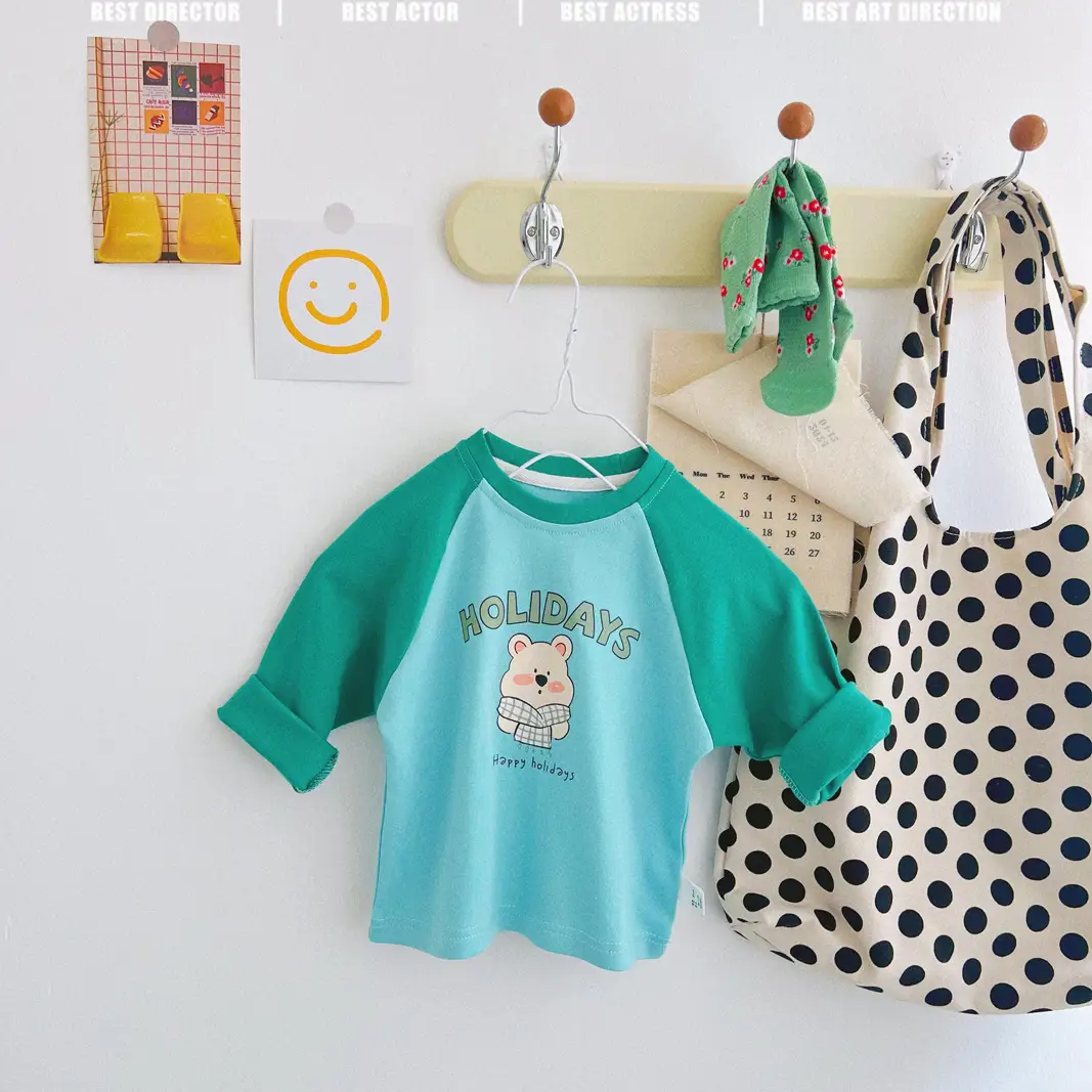 Children's Long Sleeve T-Shirt White Black Cotton Baby Boys Top - Image 3