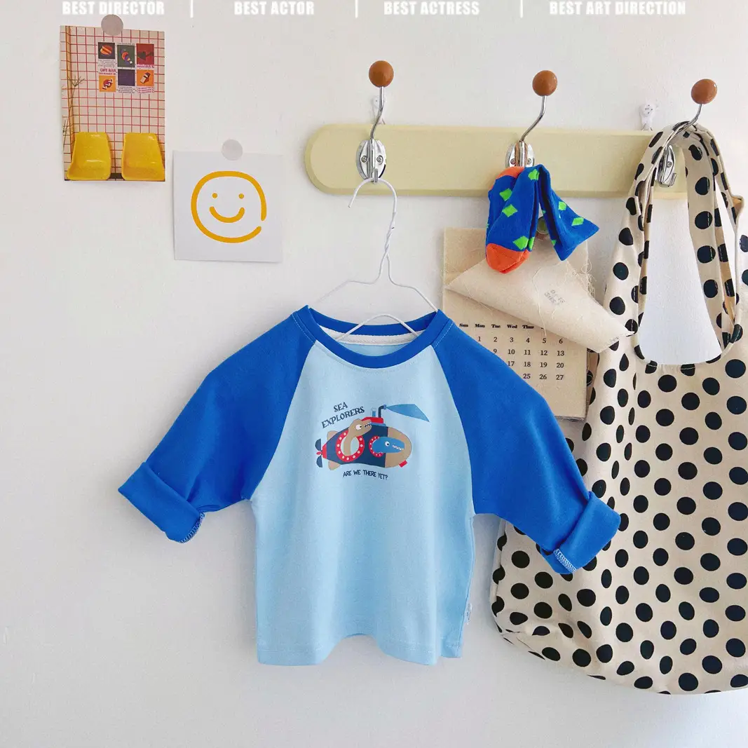 Children's Long Sleeve T-Shirt White Black Cotton Baby Boys Top - Image 8