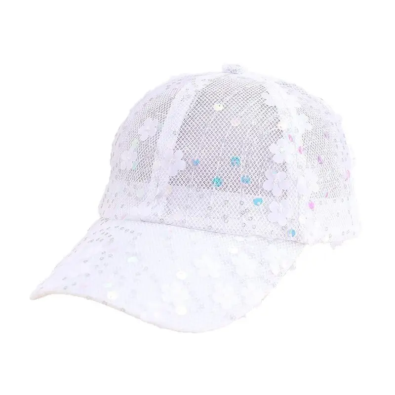 Light Blue Sequin Mesh Baseball Cap for Women - Image 10