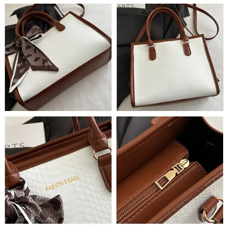 Women Textured Shoulder Bag Red White Bow — feature 9